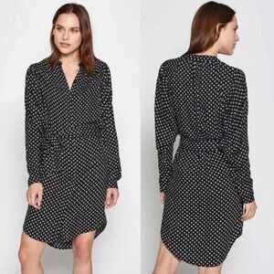 Joie Myune Shirt Dress Black White Red Size Small Long Sleeve Button Front NWT